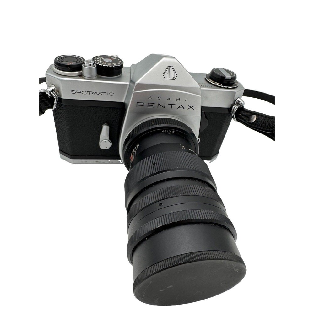 Asahi Pentax Spotmatic Film SLR Camera w/ Lens, Strap & Leather Case